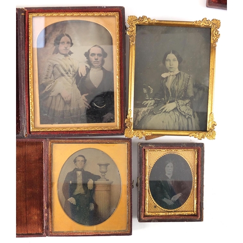 348 - Thirteen 19th century black and white Ambrotypes including one housed in a moulded thermo plastic ca... 