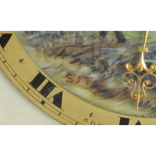 1278 - Art Deco gilt metal strut clock with eight day Swiss movement, retailed by Swaine & Adeney, the ivor... 