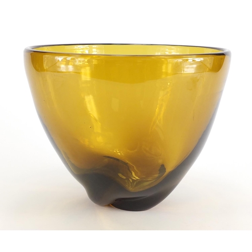 904 - Whitefriars amber glass high sided bowl by Dunne-Cooke, 18.5cm high