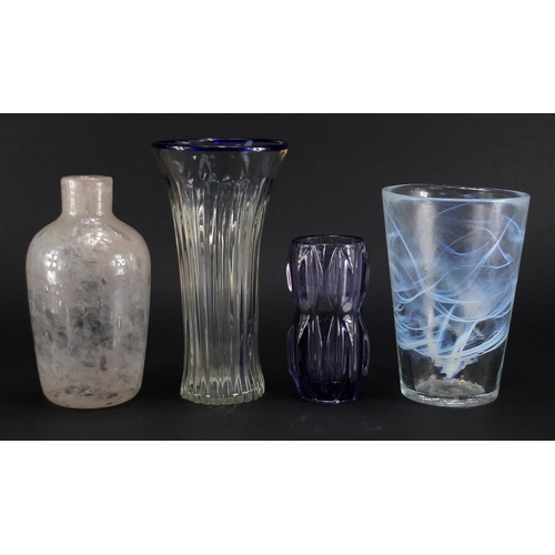921 - Scandinavian and continental art glassware including a Kosta Boda vase by Ulrica Hydman Vallien, the... 