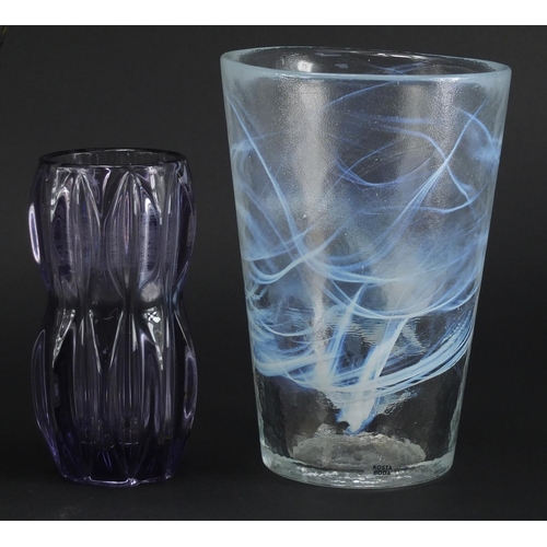 921 - Scandinavian and continental art glassware including a Kosta Boda vase by Ulrica Hydman Vallien, the... 