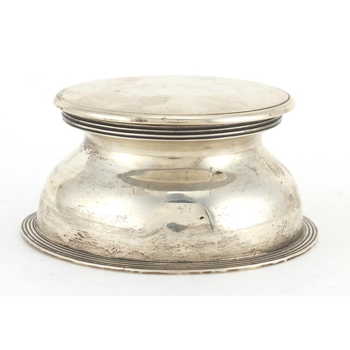 193 - Victorian silver capstan inkwell, by Carrington & Co, London 1895, 10.5cm in diameter, approximate w... 