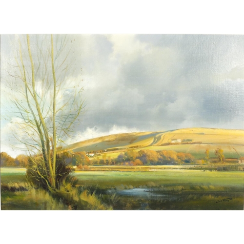 1282 - Frank Wootton - Windover Hill after a storm, Sussex, oil on canvas, inscribed verso, mounted and fra... 
