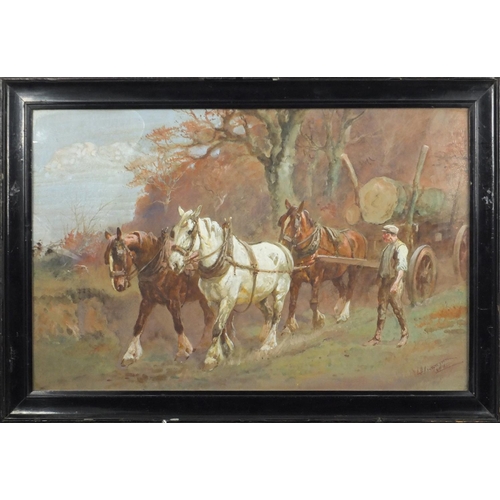 1461 - Thomas Ivester Lloyd - Work horses, three 19th century heightened watercolours, framed, each 49cm x ... 