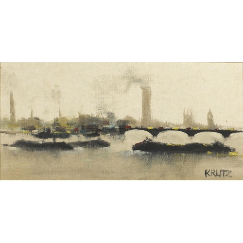 1474 - Anthony Robert Klitz - The Thames, pair of oil on canvases, framed, each 59.5cm x 29.5cm