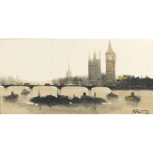 1474 - Anthony Robert Klitz - The Thames, pair of oil on canvases, framed, each 59.5cm x 29.5cm