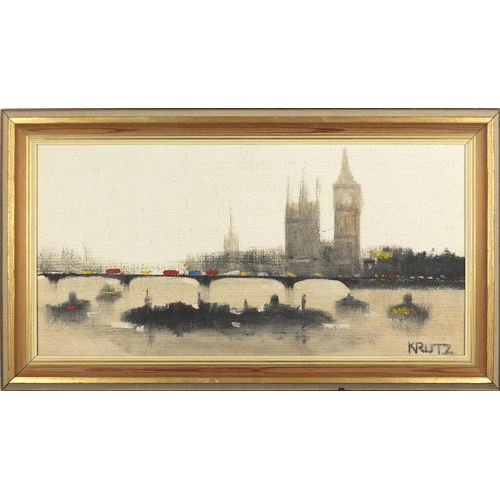 1474 - Anthony Robert Klitz - The Thames, pair of oil on canvases, framed, each 59.5cm x 29.5cm