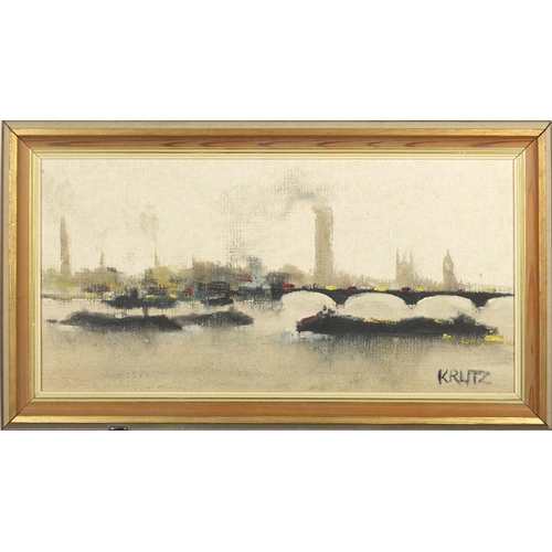 1474 - Anthony Robert Klitz - The Thames, pair of oil on canvases, framed, each 59.5cm x 29.5cm