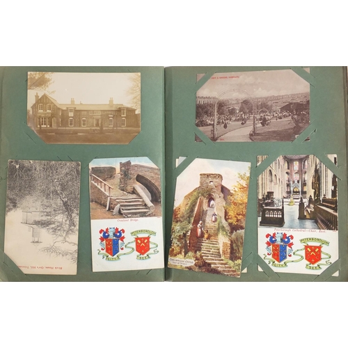 354 - Early 20th century postcards arranged in four albums and a Port-Said-Suez postcard pamphlet, some bl... 