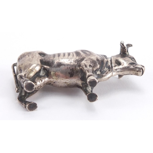 186 - Victorian silver model of a bull with detachable head, by Cornelius Desormeaux Saunders and James Fr... 