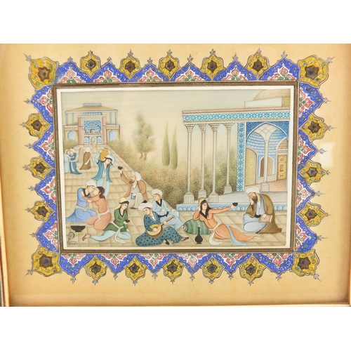 740 - Rectangular Vizagapatam design box and frame housing a rectangular panel finely hand painted with co... 