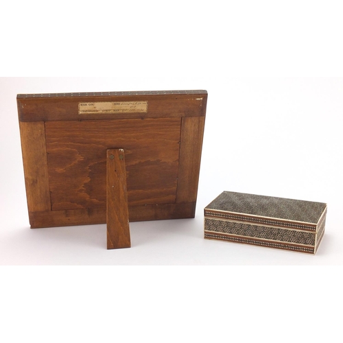 740 - Rectangular Vizagapatam design box and frame housing a rectangular panel finely hand painted with co... 