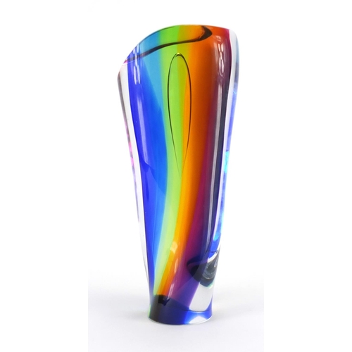 920 - Kosta Boda abstract multi coloured glass sculpture by Goran Warff, etched marks and numbered 7248079... 