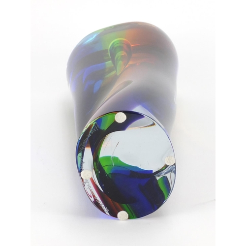 920 - Kosta Boda abstract multi coloured glass sculpture by Goran Warff, etched marks and numbered 7248079... 