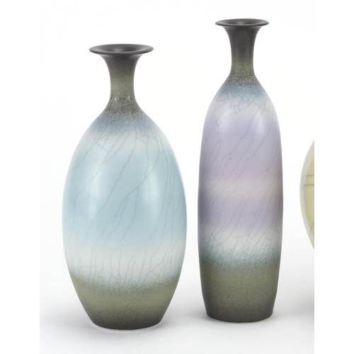 991 - Four David White Studio pottery vases, each with initials to the bases, the largest 19cm high