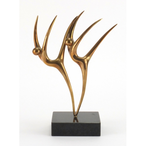 1015 - Alan Cantarel - Modernist bronze sculpture, Symphony,  on granit plinth base, overall 25.5cm high