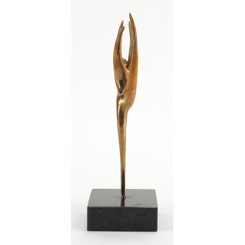 1015 - Alan Cantarel - Modernist bronze sculpture, Symphony,  on granit plinth base, overall 25.5cm high