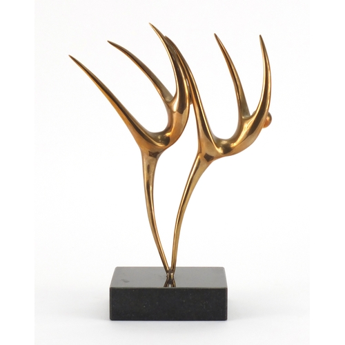 1015 - Alan Cantarel - Modernist bronze sculpture, Symphony,  on granit plinth base, overall 25.5cm high