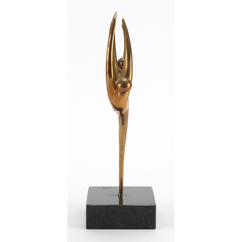 1015 - Alan Cantarel - Modernist bronze sculpture, Symphony,  on granit plinth base, overall 25.5cm high