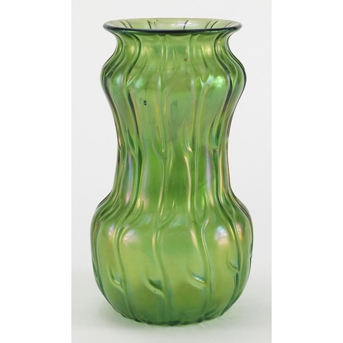 917 - Loetz iridescent Neptune pattern glass vase, 17.5cm high
