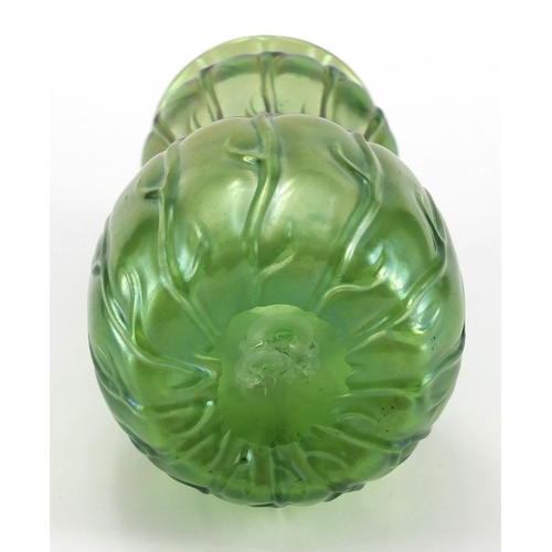 917 - Loetz iridescent Neptune pattern glass vase, 17.5cm high