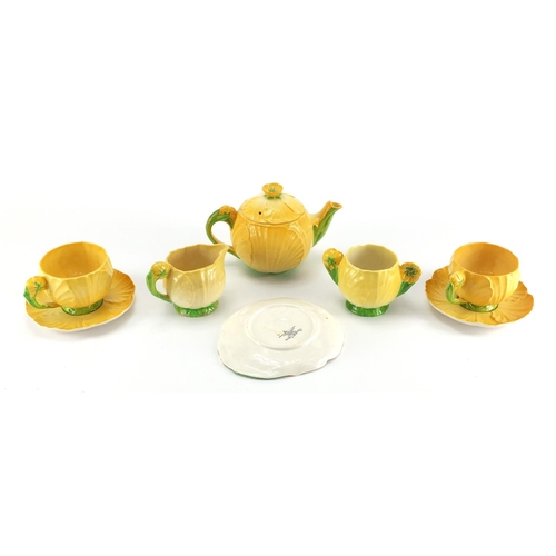 953 - Carlton Ware yellow buttercup tea for two comprising teapot, milk jug, sugar bowl and two cups with ... 