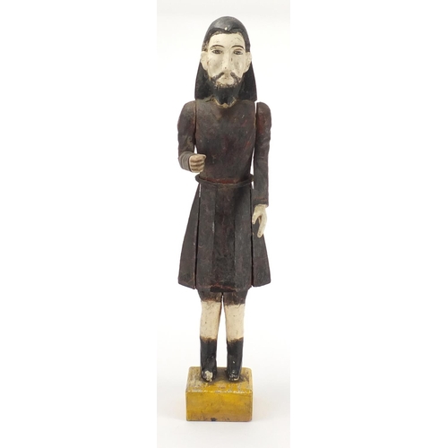 80 - Hand painted wood carved mannequin of a Saint, 50cm high
