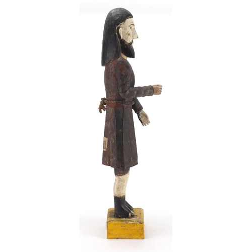 80 - Hand painted wood carved mannequin of a Saint, 50cm high