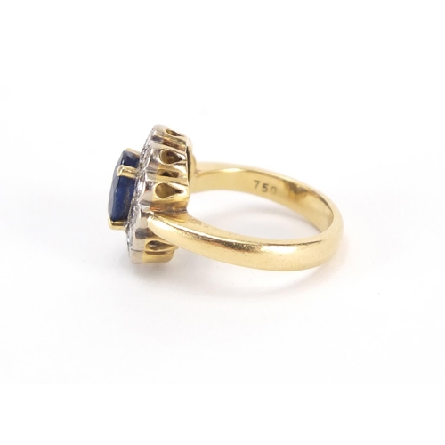 1063 - 18ct gold sapphire and diamond ring, size I, approximate weight 6.2g