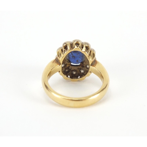 1063 - 18ct gold sapphire and diamond ring, size I, approximate weight 6.2g