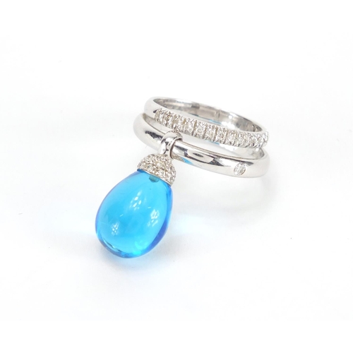 1047 - 18ct white gold diamond and blue gemstone ring, by Chantecler Capri, size M, approximate weight 8.0g