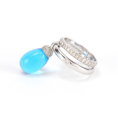 1047 - 18ct white gold diamond and blue gemstone ring, by Chantecler Capri, size M, approximate weight 8.0g