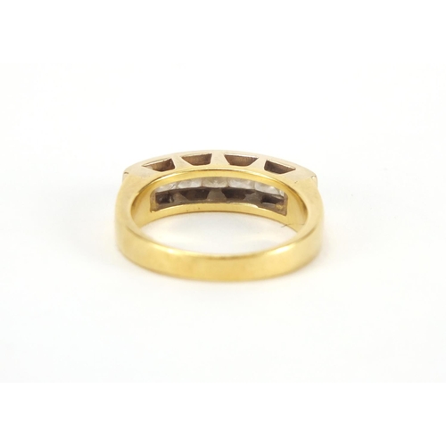 1062 - 18ct gold diamond seven stone half eternity ring, VC makers mark, size O, approximate weight 6.9g