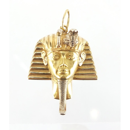 1073 - 18ct gold bust of Tutankhamun pendant, by Donna Gemma, 4cm high, approximate weight 16.6g