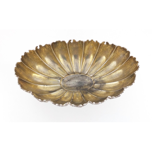 178 - American silver pedestal fruit bowl with cast floral border, stamped sterling to the base, 12cm high... 
