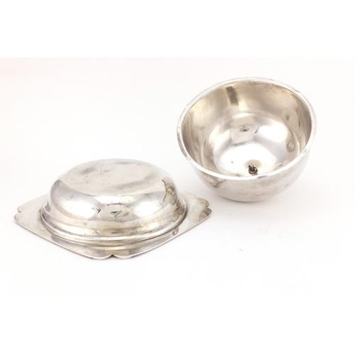 214 - Silver muffin dish with dome cover, retailed by Aprey, London 1932, 14cm high x 18cm wide, approxima... 