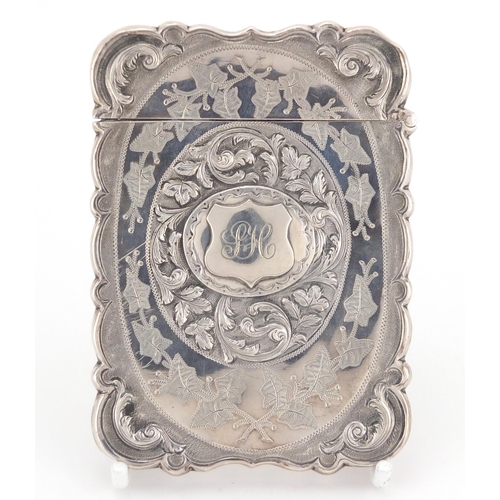 204 - Victorian silver card case with embossed and chased decoration, by Hilliard & Thomason, Birmingham 1... 