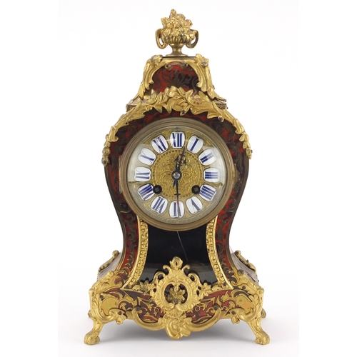 1258 - 19th century French boulle and ormulu mantel clock, the dial with roman numerals and numbered 55975,... 