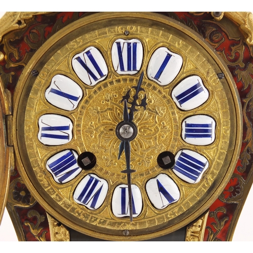 1258 - 19th century French boulle and ormulu mantel clock, the dial with roman numerals and numbered 55975,... 