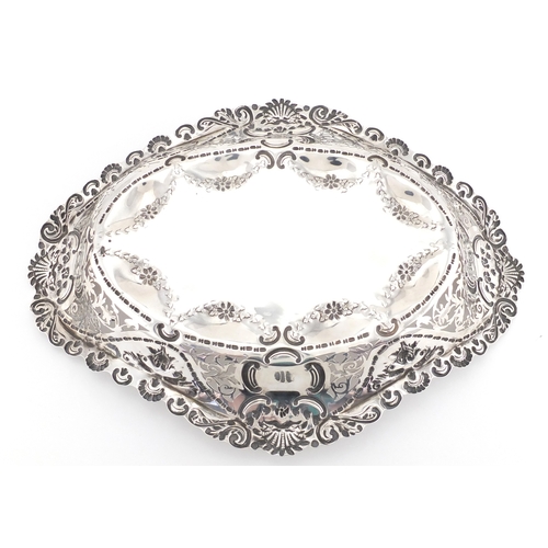 205 - Victorian oval silver basket, embossed with swags and flowers, by Elkington & Co, Birmingham 1901, 3... 
