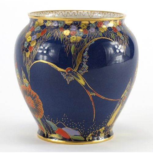 951 - Carlton Ware vase, hand painted and gilded in the Fantasia pattern, factory marks to the base, 11.5c... 