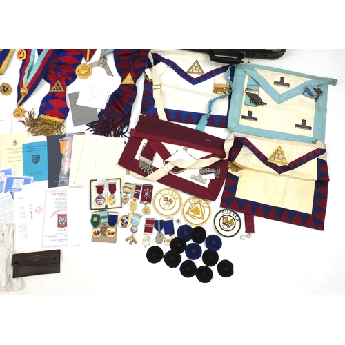 340 - Large collection of Masonic jewels and Regalia, relating to Frank Willis Naish including silver and ... 