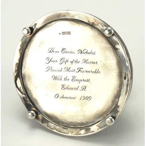 174 - Russian interest Edwardian silver mounted tortoiseshell inkwell by William Comyns, London 1905, repu... 