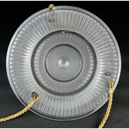 915 - Art Deco circular frosted glass plaffonier, 35cm diameter