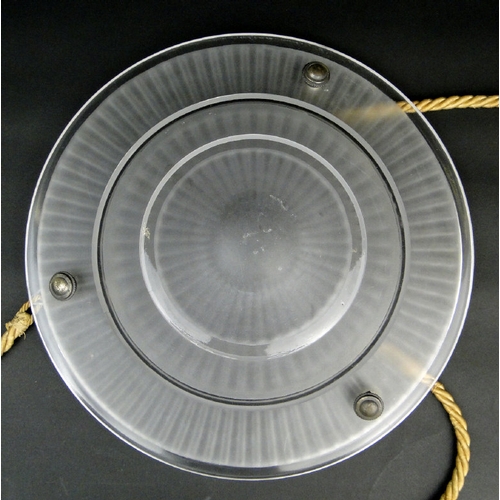915 - Art Deco circular frosted glass plaffonier, 35cm diameter