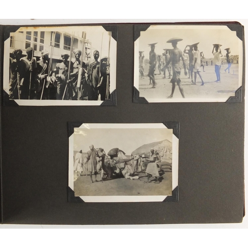 352 - Early Military interest 20th century black and white photographs of The Middle East, arranged in thr... 