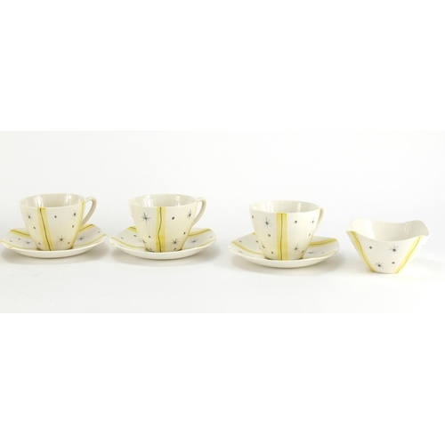 977 - Midwinter Elstree teaware designed by Jessie Tait comprising six cups and saucers and a bowl, each c... 