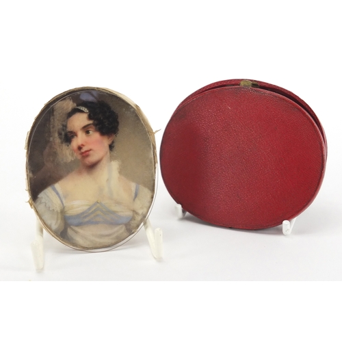 3 - Attributed to William Haines - Oval Georgian hand painted portrait miniature of J M Herries, inscrib... 
