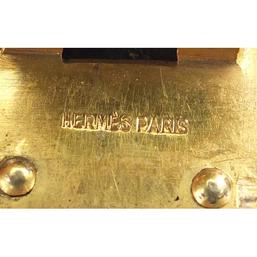 2244 - Vintage French brown leather brief case by Hermès with gilt metal mounts, impressed Hermès Paris to ... 