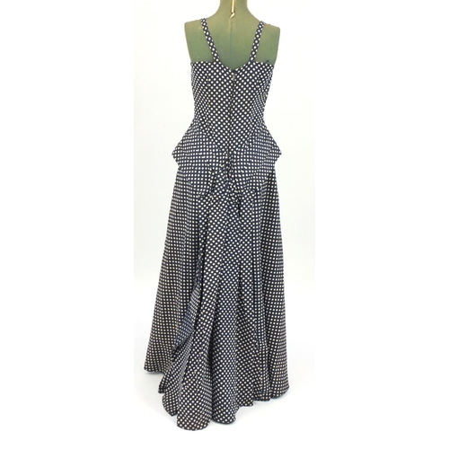 2255 - 1930's Roecliff & Chapman polka dot dress with daises, size 17